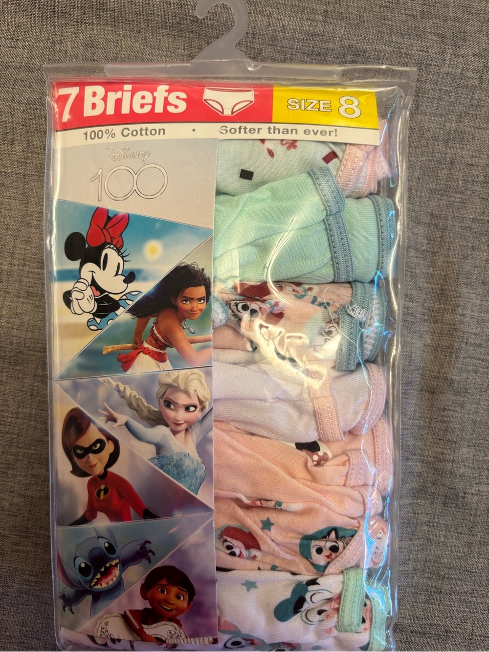 Disney Kids' 7-Pack Cotton Briefs - Mint, Pink, White (Size 8 Size 4